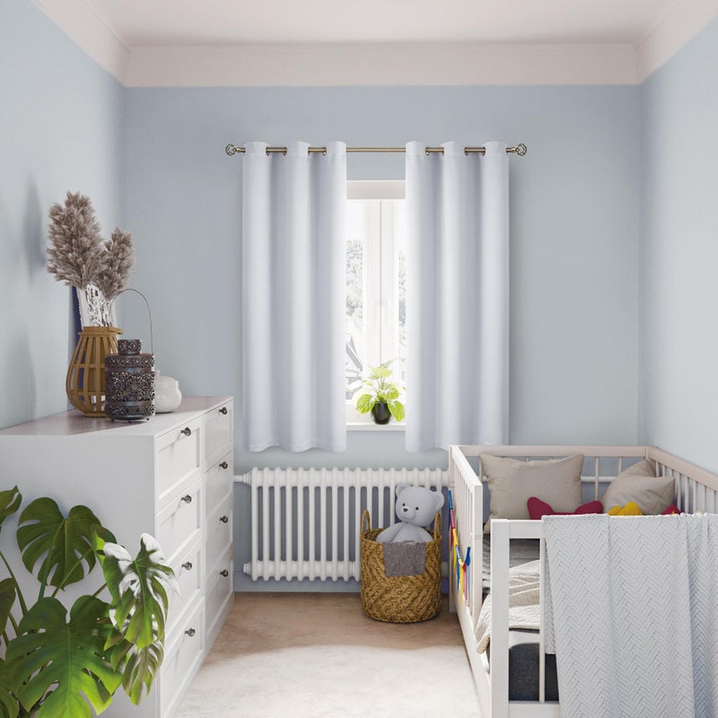 BGment Greyish White 100% Blackout Curtains for Bedroom 63 Inch Length 2 Panels Set, Thermal Insulated Full Light Blocking Grommet Noise Cancelling Window Curtains for Nursery, 42 Inch Wide Each - Image 2